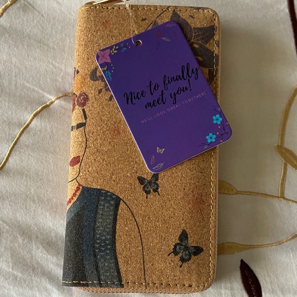 Frida Kahlo Cork Wristlet Wallet NWT